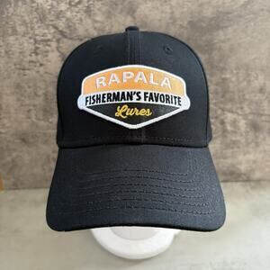Rapala Fisherman’s Favorite Lures Black Hat Hook And Loop Adjustable Fishing Cap
